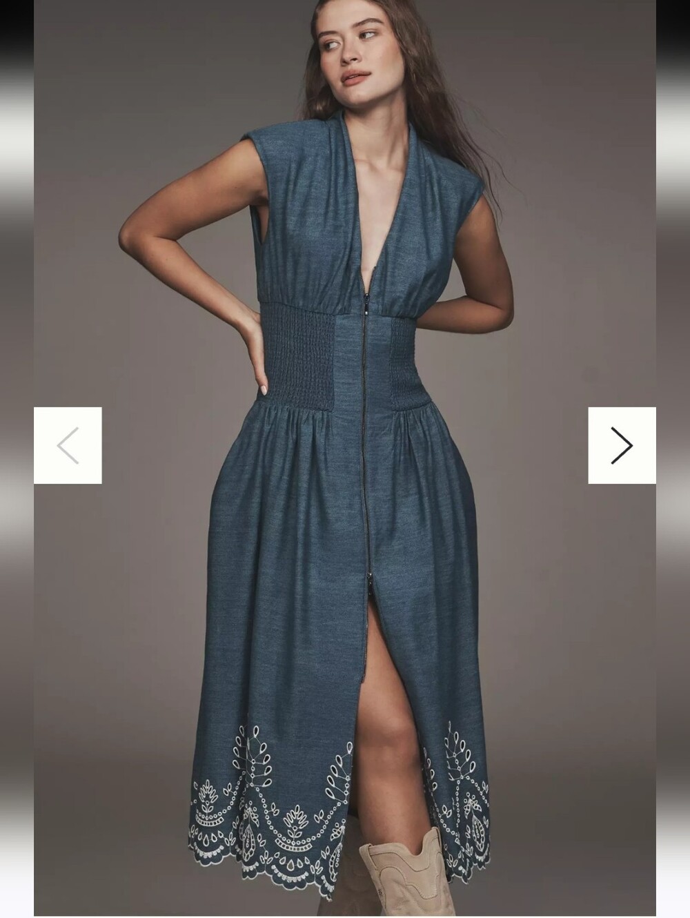 Anthropologie Tommie Denim Eyelet Trim Dress - XL